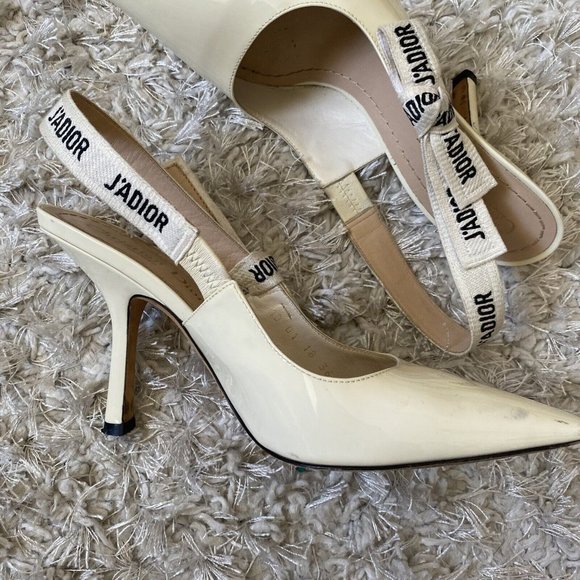 Christian Dior Womens White J'adior Patent Leather Slingback Pumps Size 36 6 - Picture 7 of 11